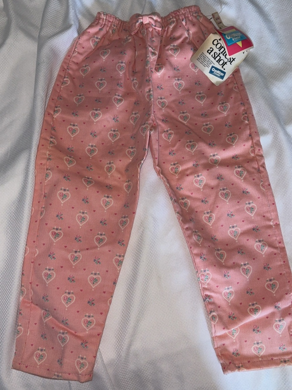 Vintage OshKosh B'Gosh Pink Floral Heart Corduroy Pants New With Tags Size 4